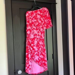 Size medium pink multi colored off shoulder dress